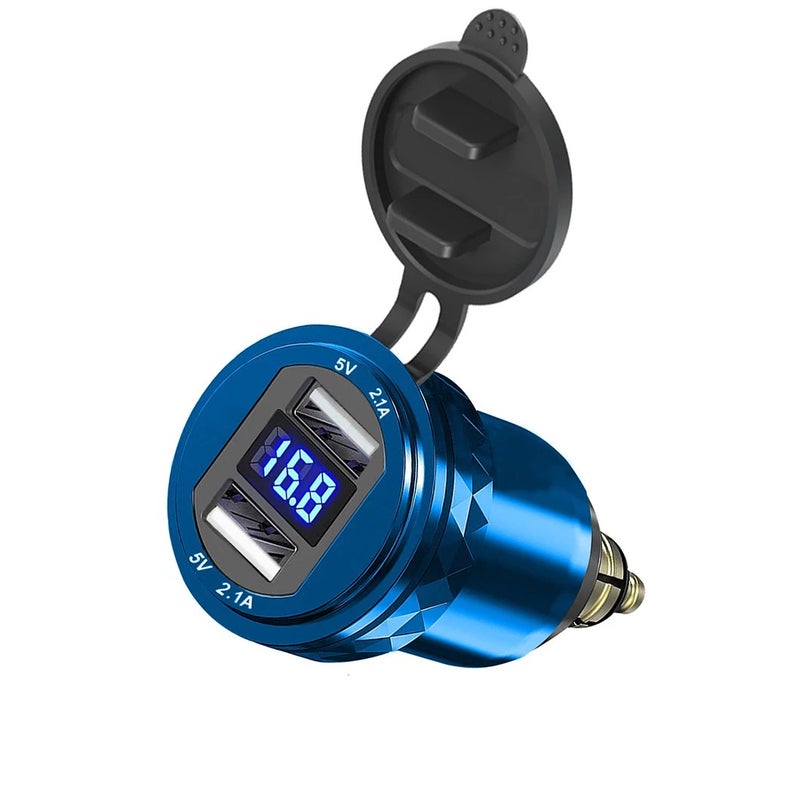 Bluejw PD 12V to 5V 4.2A Dual USB Car Charger, Waterproof DIN Socket Power Adapter for Triumph Tiger 800 XC & BMW R1200RT Motorcycle, Automobile Charger - Image 4